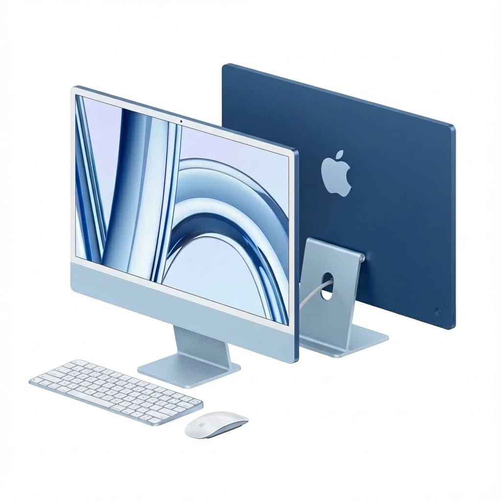 APPLE iMac Z1E5 59,62 cm 23,5 colio standartinis stiklas M4 8C CPU/8C GPU/16C N.E. 16 GB 256 GB SSD Gbit Eth MM MaKey DE Mėlyna (Z1E5-MWUF3D