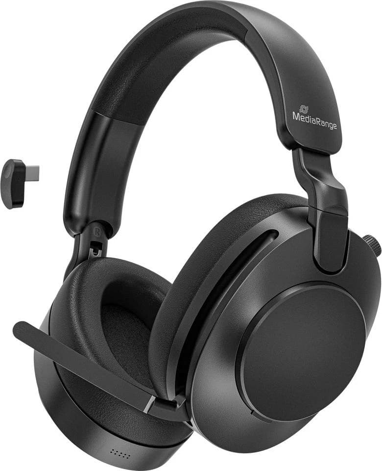 MediaRange MROS308 Wireless Over-Ear Headset with Hybrid ANC (Black)