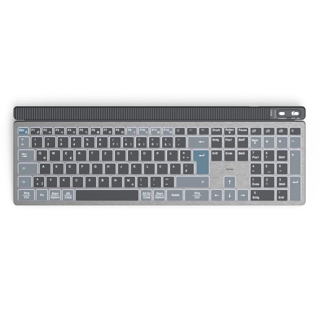 Hama WK-750 Multi-Device Wireless Backlit Keyboard (Black, DE)