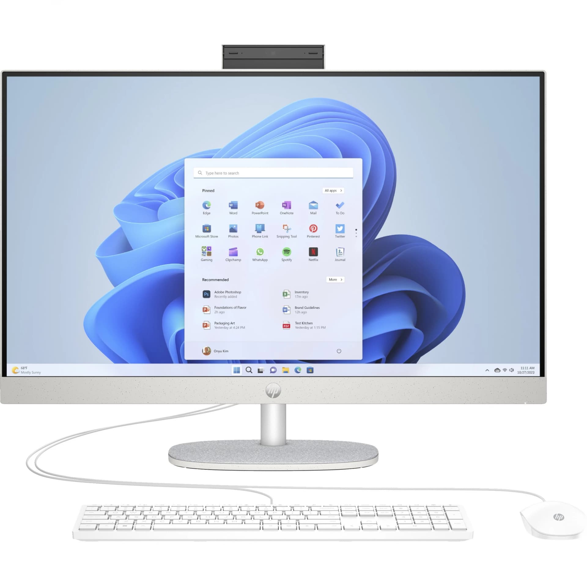 HP 27-cr0007ng - Viskas viename - Ryzen 5 7520U / 2,8 GHz - 16 GB RAM - 512 GB SSD NVMe - Radeon Graphics - 1GbE, Bluetooth 5,3, Wi-Fi 6