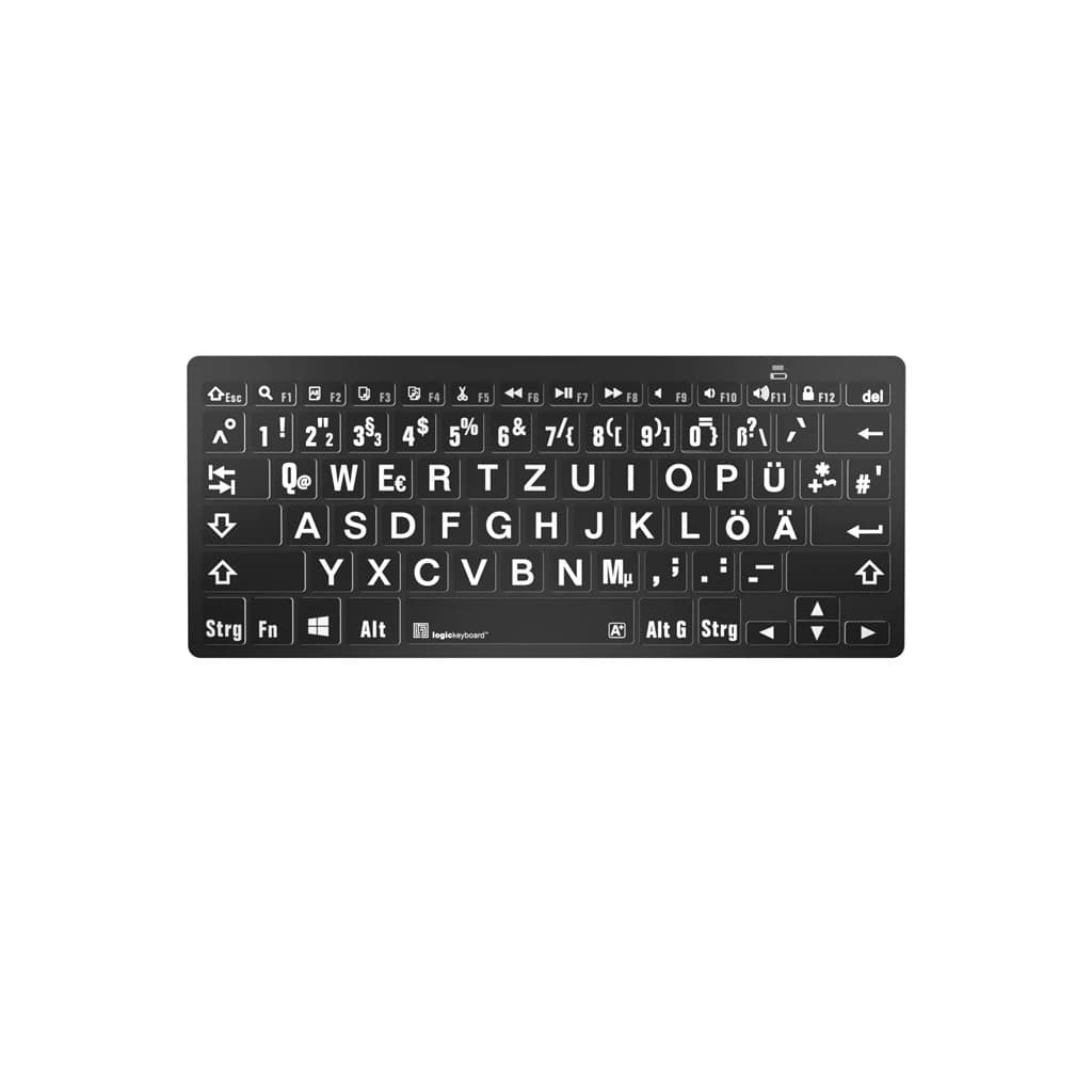 Logickeyboard Large Print White on Black Bluetooth PC Keyboard German