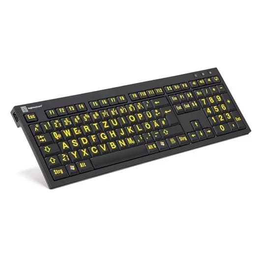 Logickeyboard Large Print Yellow on Black Nero Slimline Windows German