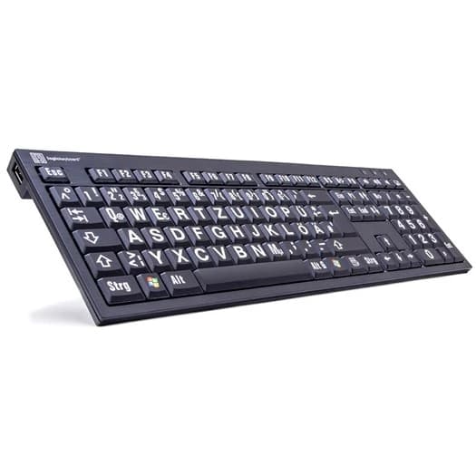 Logickeyboard XL-Print White on Black DE (PC)