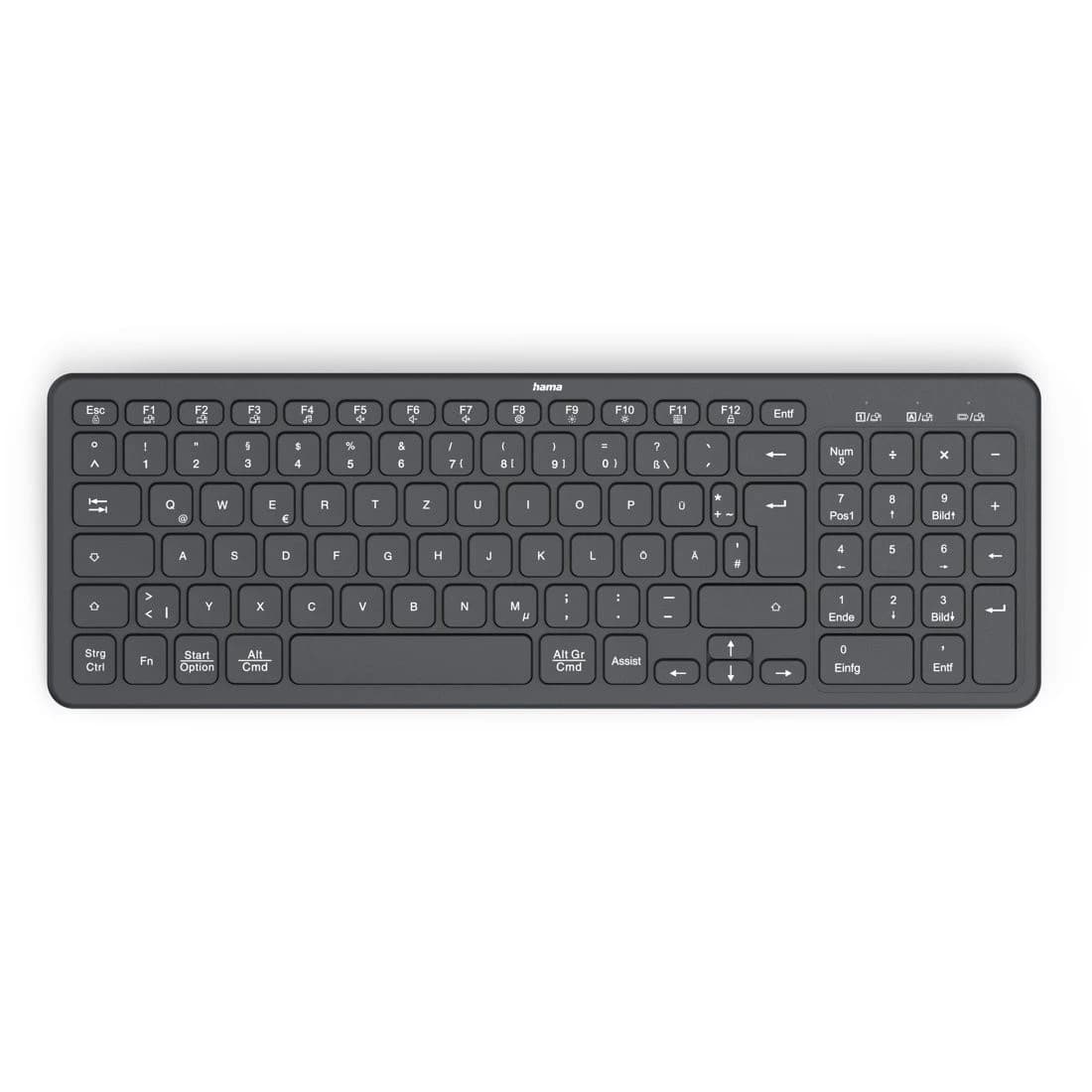 Hama WK-300 Multi-Device Wireless Keyboard (Black, DE)