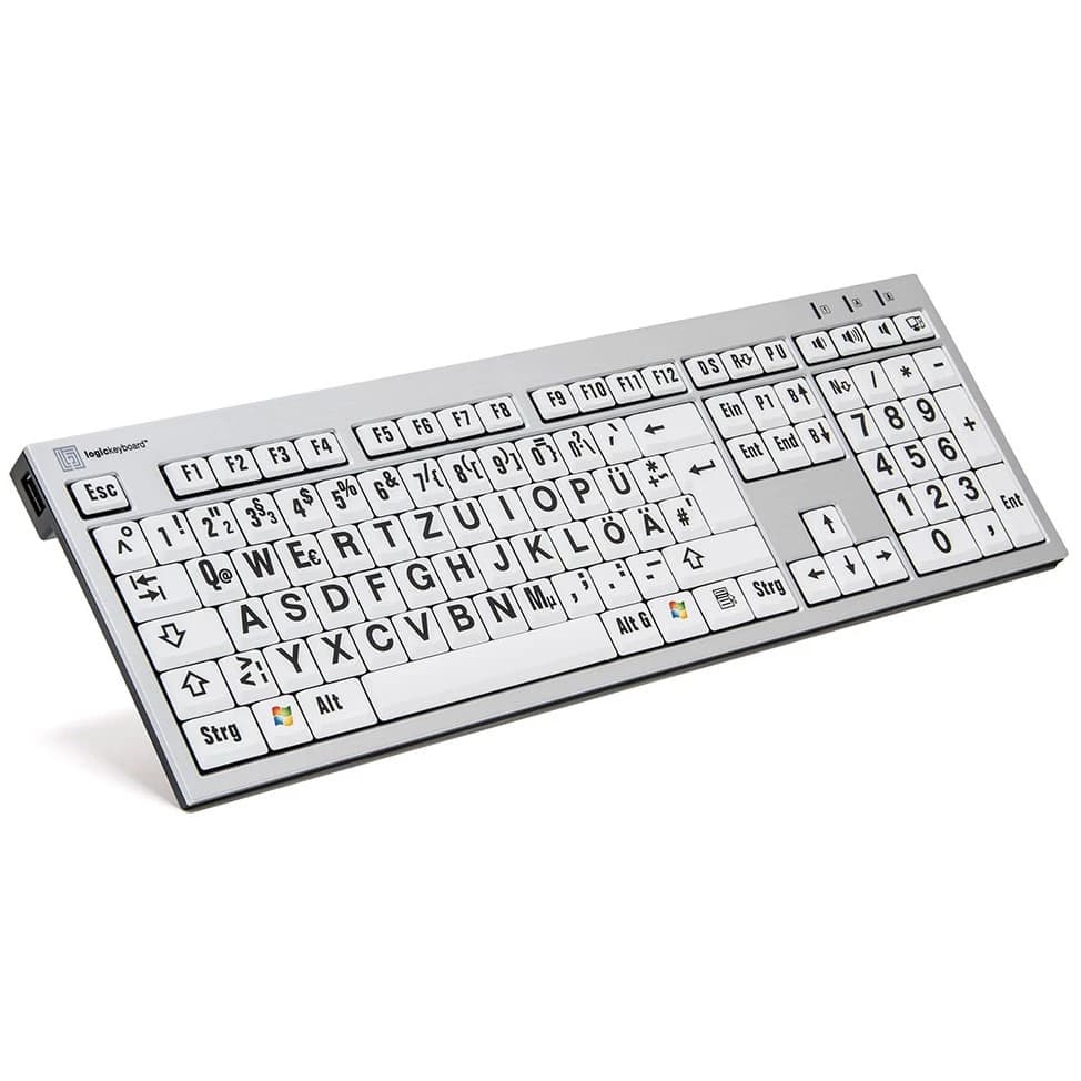 Logickeyboard XL Print Black on White PC Slim German