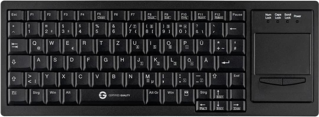 GETT CleanType Xtra Touch WL Wireless Keyboard with Touchpad (Black) DE