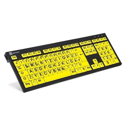Logickeyboard Large Print NERO Slimline Keyboard Black on Yellow DE