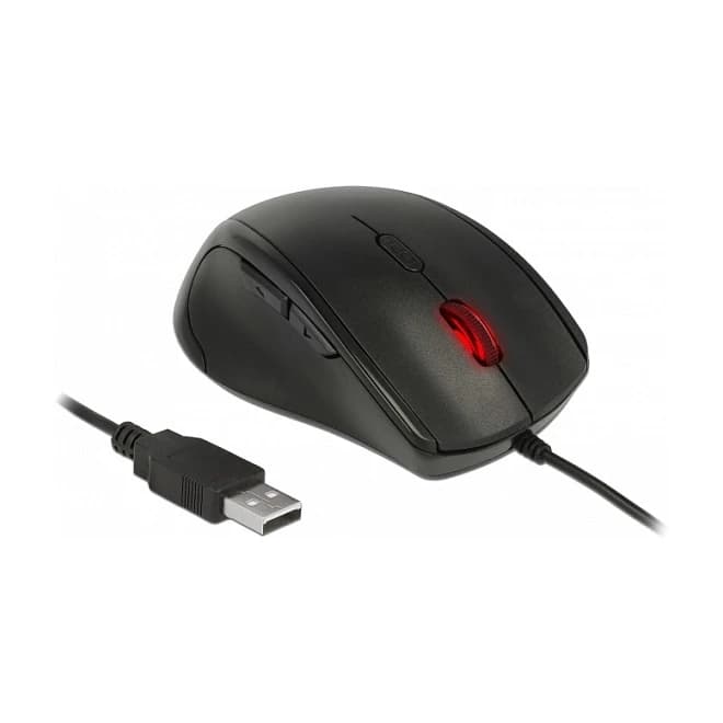 Delock 12548 Ergonomic 5-Button USB Mouse, Left-Handed