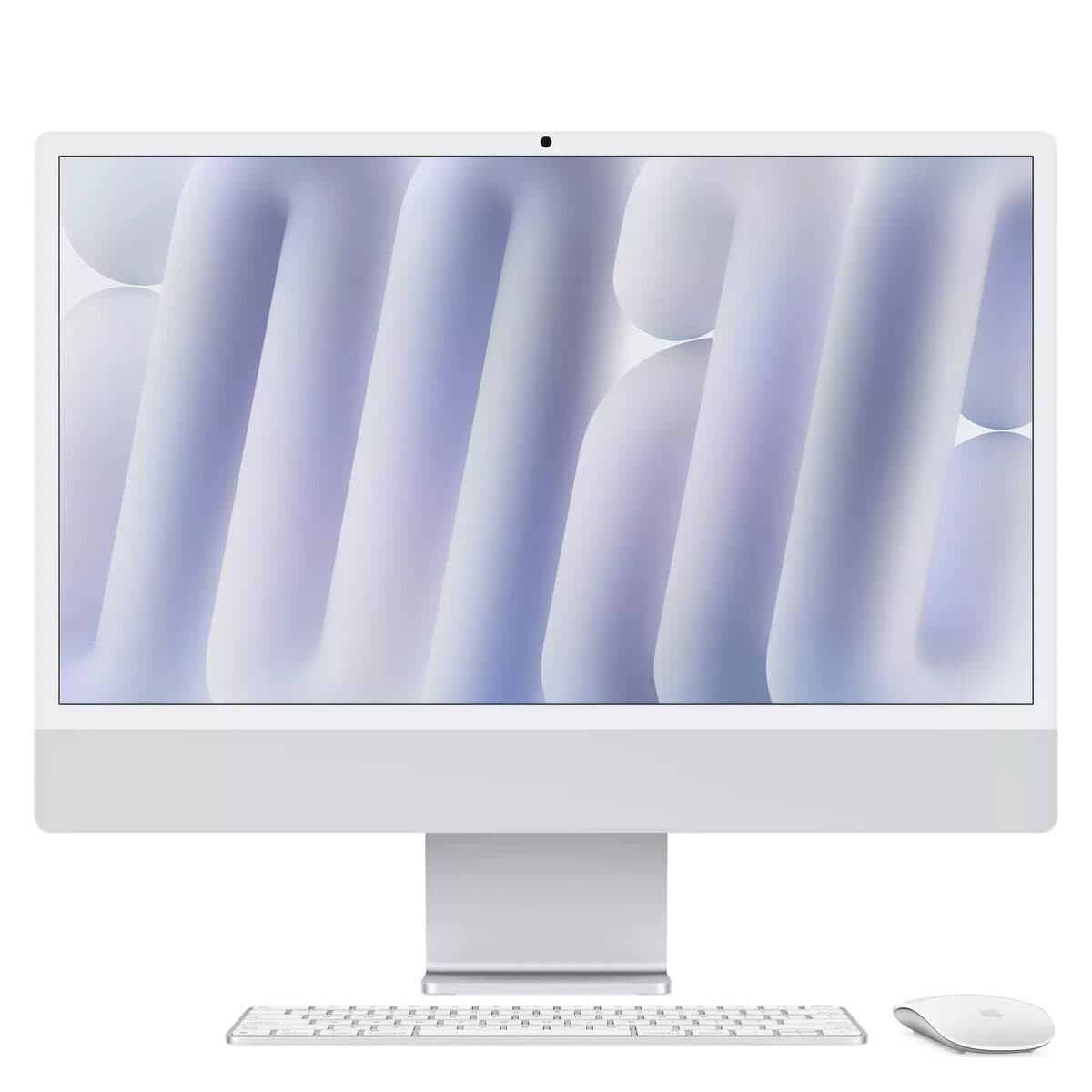 Viename kompiuteryje Apple iMac M4 23,5 colio 4,5K Retina ekranas, 16 GB RAM, 256 GB SSD, sidabrinis