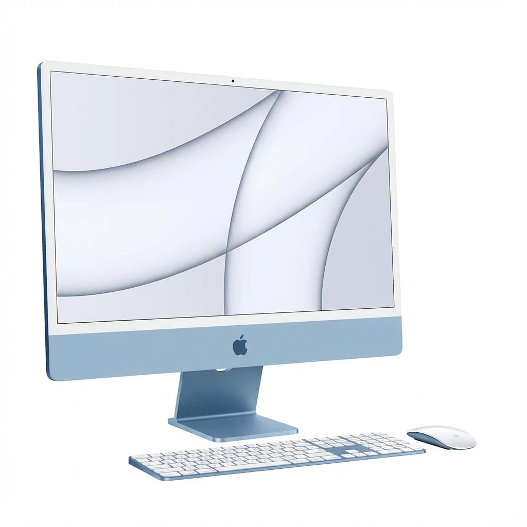 APPLE iMac Z1E5 59,62 cm 23,5 colio standartinis stiklas M4 8C CPU/8C GPU/16C N.E. 16GB 256GB SSD Gbit Eth MM NumKey TID DE Mėlyna (Z1E5-MWU