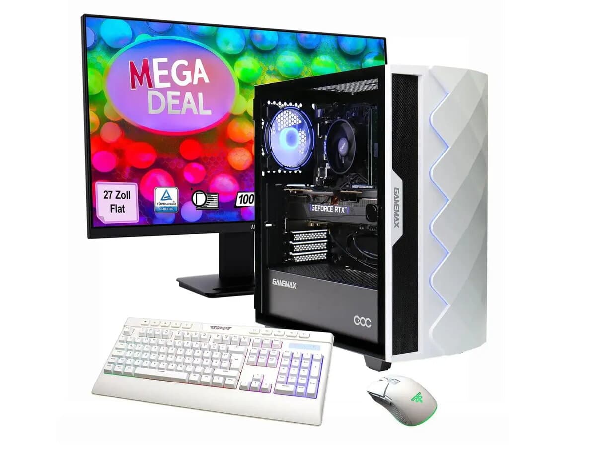 Stalinis kompiuteris Hyrican GAMEMAX MegaDeal Diamond WT SET2702 su AMD R7-5700X, 16GB RAM, 1TB SSD, NVIDIA RTX 5060