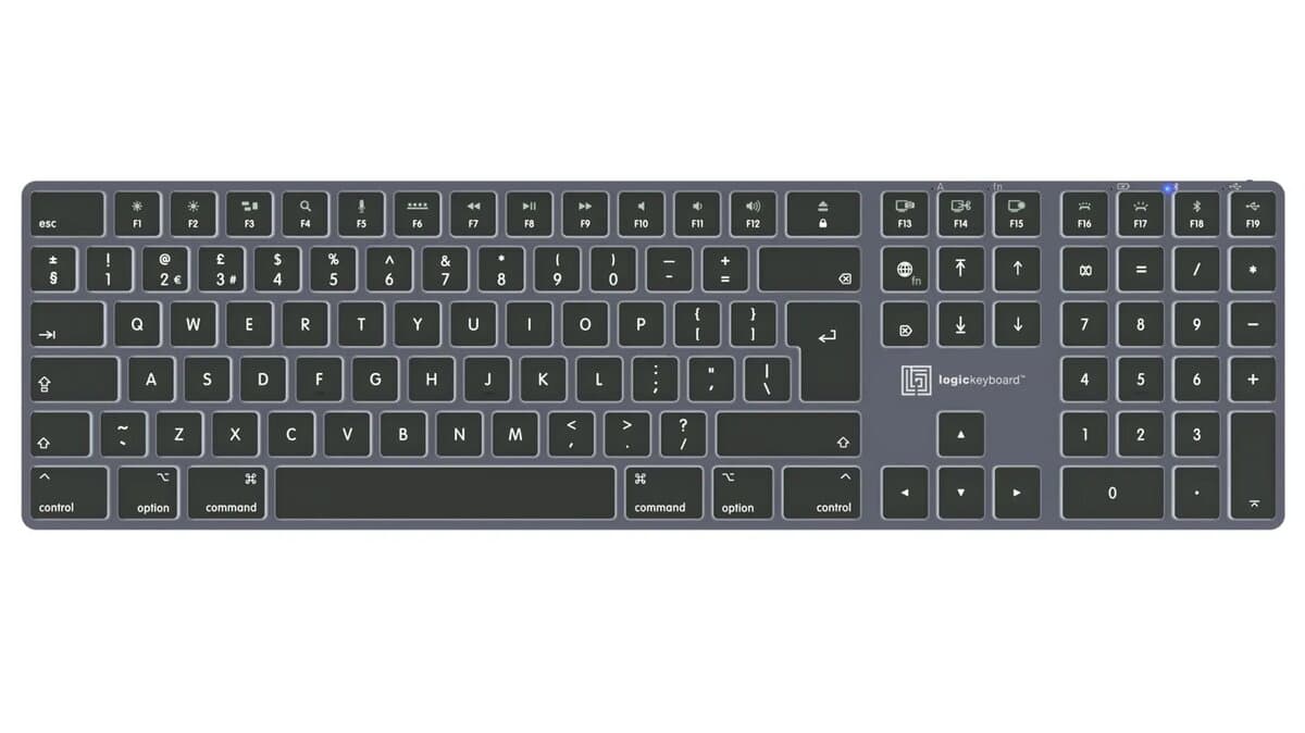 Logickeyboard Titan Backlit Mac Keyboard UK (Titanium)