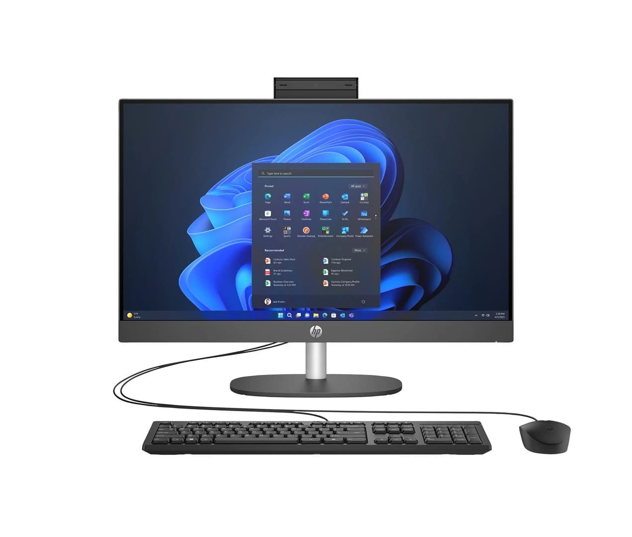 HP ProOne 245 G10 AiO Ryzen 7 77730U 23.8FHD IPS 250nits AG 16GB DDR4 3200 SSD512 Radeon Vega 8 Klaviatūra+Pelė Kamera 5Mpx + IR