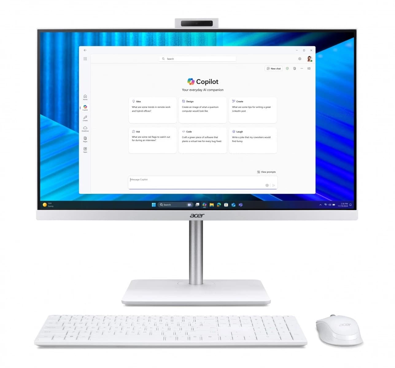 Acer Veriton 2000 VZ2417G All-in-One PC, 27 inch IPS FHD, Intel Core 5 120U, 16GB DDR5, 512GB M.2 SSD