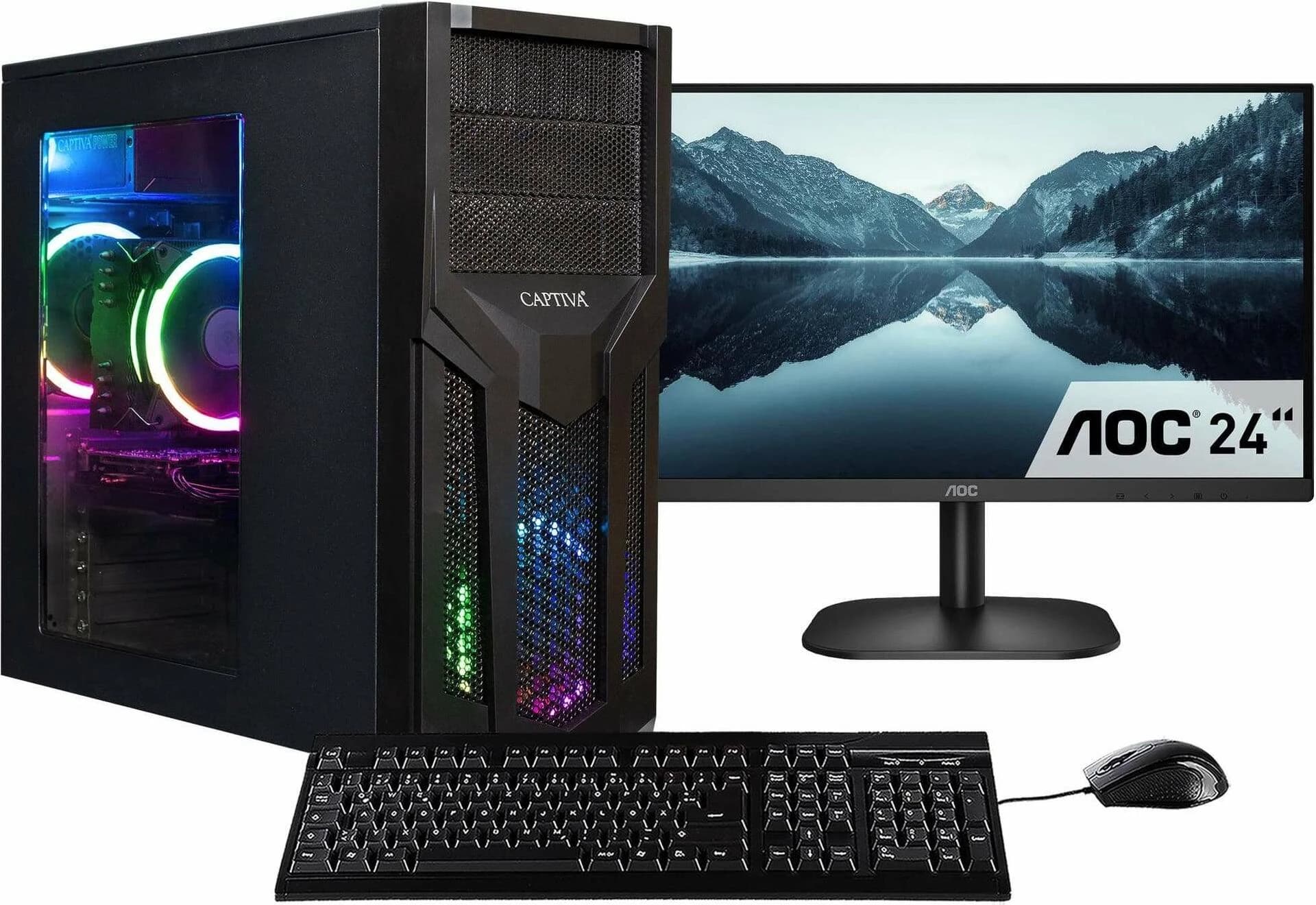 CAPTIVA PC Power Starter R80-007 TFT rinkinys (Ryzen 5 5600G/SSD 1TB/32GB/DVD-RW/MSI/WLAN/Windows 11 Home) - stalinis kompiuteris su monitor