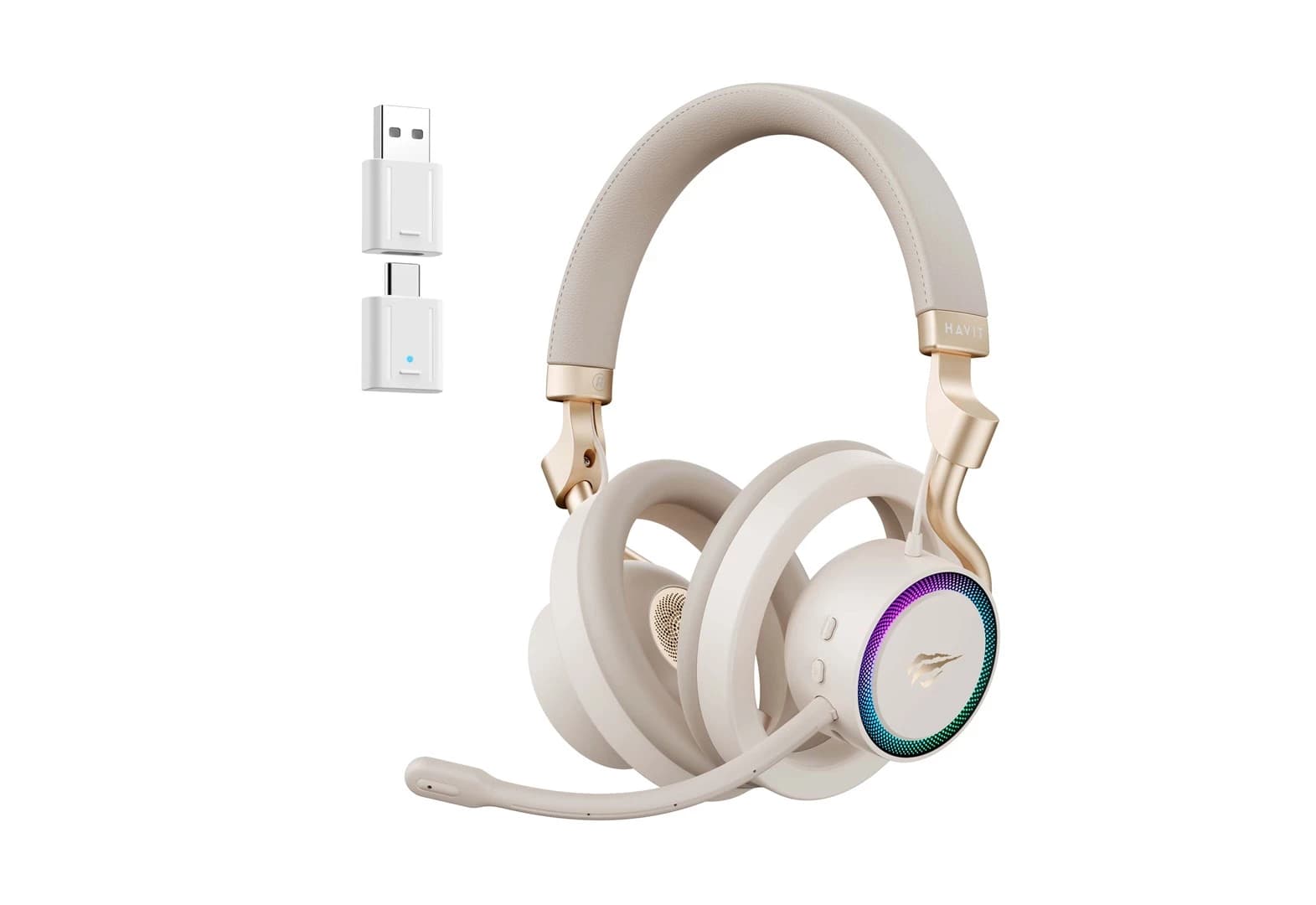 Havit Fuxi-H8 Tri-Mode Wireless Semi-Open Gaming Headset (Gold)