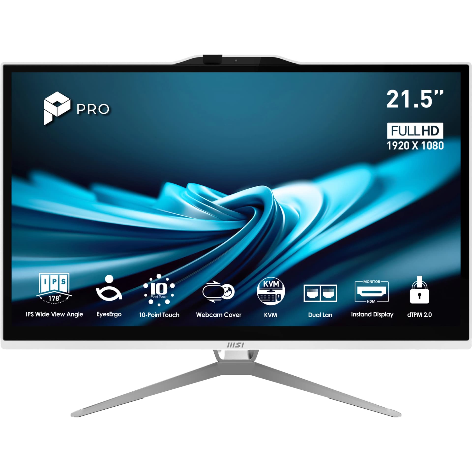 MSI Pro AP222T 14MA-606XEU kompiuteris „viskas viename“, Intel Core i3-14100, 21,5 colio Full HD, 8GB DDR4, 512GB SSD, be OS