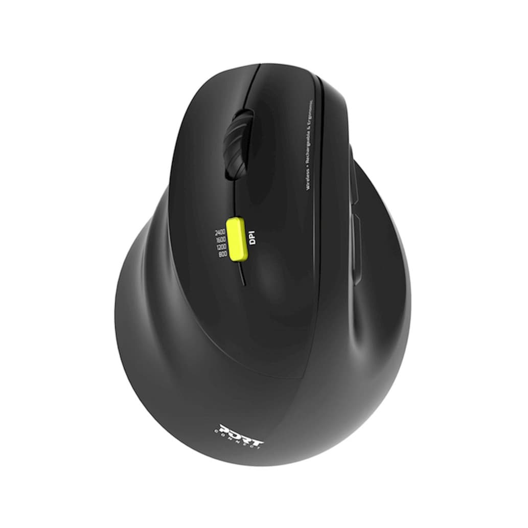 Port Designs Ergo Wireless + Bluetooth Left-Handed Mouse (Black)